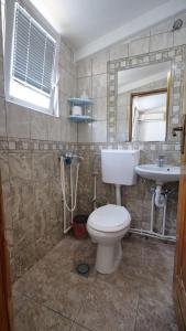 uma casa de banho com um WC e um lavatório em Familien Apartment Zeno em Ulcinj