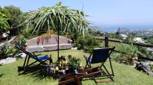 イスキアにあるIl Vignetoの庭に椅子と傘