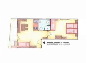 a picture of a floor plan of a house at Pension Černý jezdec in Lednice