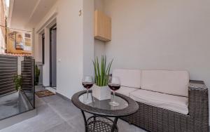 אזור ישיבה ב-Cosy apartment in the heart of the city centre