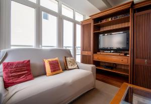 Televízia a/alebo spoločenská miestnosť v ubytovaní Apartamento Paseo Maritimo 27