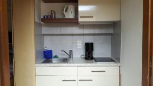 a kitchen with a sink and a coffee maker at Ferienquartier Müller T6 in Trassenheide
