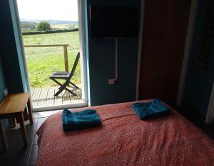 Schlafzimmer mit einem Bett und einem Fenster mit einem Stuhl in der Unterkunft Little Trenoweth in Saltash