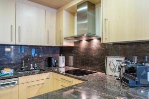Kuchyň nebo kuchyňský kout v ubytování Laax Rancho Family Apartment