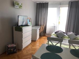 Televízia a/alebo spoločenská miestnosť v ubytovaní Apartament Przymorze