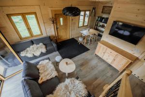 an overhead view of a living room in a tiny house at Polanka in Witów