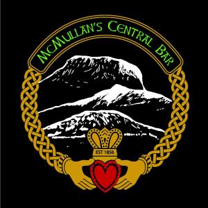 a emblem of the rannians central bar with a mountain at Central Bar Guesthouse in Cushendall