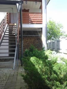 a house with stairs and plants in front of it at Hotel Коттедж Leleka Vyzhnynsia in Rivna