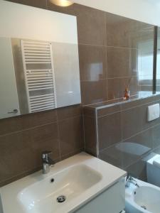 a bathroom with a sink and a mirror at Apartman Ana in Porat