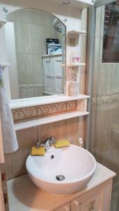 a bathroom with a white sink and a mirror at Apartman Jasovic in Risan