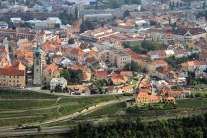 Nespecifikovaný výhled na destinaci Mělník nebo výhled na město při pohledu z hotelu