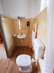 a small bathroom with a toilet and a sink at Air&Day in Vecsés