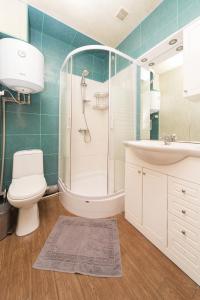a bathroom with a shower and a toilet and a sink at GoodRest on Ekaterininskaya in Odesa