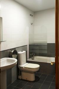 a bathroom with a toilet and a sink at Hostel Catedral Burgos in Burgos