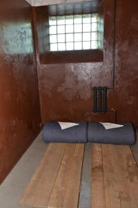 A seating area at Karosta Prison