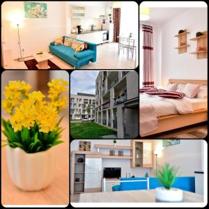 a collage of pictures of a room at FLH - Apartament Central Silva in Sibiu