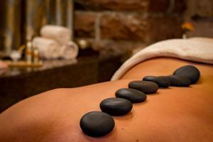 een groep zwarte rotsen op de rug van een maag bij Hotel zur Therme in Erwitte