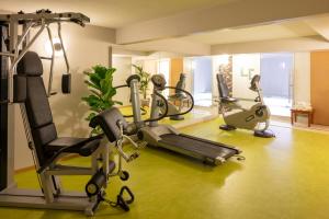 - une salle de sport avec des tapis de course et des équipements de cardio-training dans l'établissement Hotel La Chaumière, à Quillan