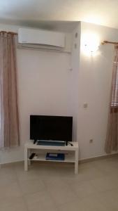 a living room with a tv on a table at Apartman Ivanica in Jezera