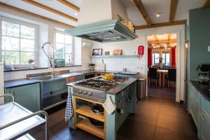 a kitchen with a stove and a sink at Spraelandhof in Oostrum