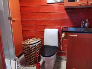 a bathroom with a toilet and a sink at Pistoretki Toivakka in Toivakka +21 photos