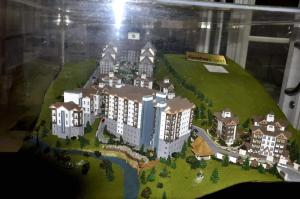 a model of a large building in a display case at Courtyard Getaway in Baguio