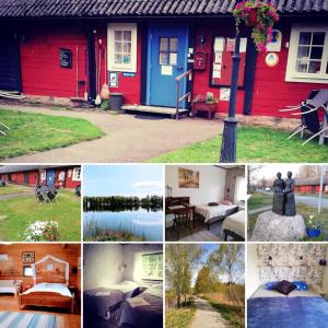 uma colagem de imagens de diferentes casas em STF Långasjö Vandrarhem em Långasjö