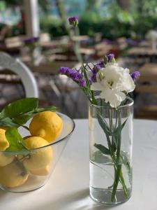 セニガッリアにあるResidence MareVerdeの花瓶、テーブル上のレモン
