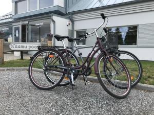 a bike is parked in front of a house at Käsmu Holiday House in Käsmu