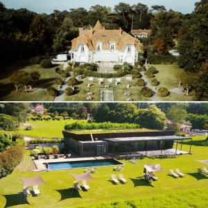 dom z dużym dziedzińcem z basenem w obiekcie Château du Clair de Lune - Teritoria w Biarritz