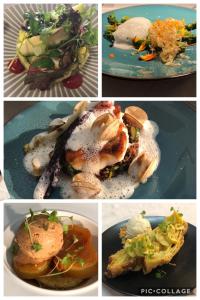 un collage de fotos de platos de comida en HotelLe MaraisCaillebotte, en Challans