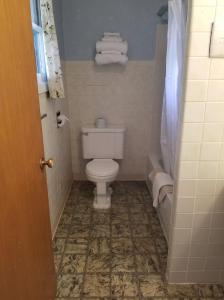 
a bathroom with a toilet and a sink at Oregon Trail Motel and Restaurant in Baker City
