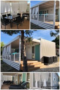 a collage of three pictures of a house at Mobilehome Ive u. Slavka in Jezera