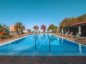 a swimming pool at a resort with chairs and trees at Ocean Gardens in Funchal