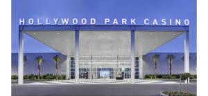 a rendering of a hollywood park casino with palm trees at Century Inn at LAX in Inglewood