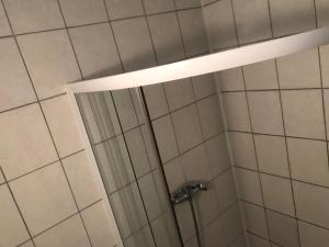 eine Dusche mit Glastür im Bad in der Unterkunft Hotel Chata in Volary