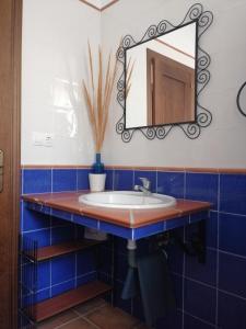 ein Bad mit einem Waschbecken und einem Spiegel in der Unterkunft La Solana de turón. La coscoja. in Ardales