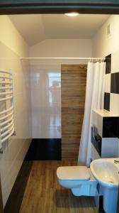 łazienka z toaletą i umywalką w obiekcie Czarna Perła w Ostrowie