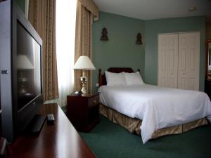 una camera con letto e TV a schermo piatto di Hotel Senator a Saskatoon