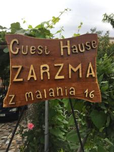 a sign for a guest house zarana mariana at Zarzma in Kutaisi