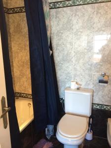 a bathroom with a toilet and a shower and a tub at Luxury Oceanfront triplex in Cadiz in Cádiz