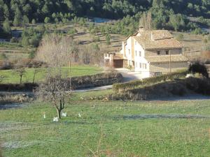 a house in a field with birds in the grass at Casa Rural La Casa de la Herrería in Vega del Codorno +5 photos