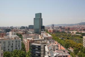 a view of a city with a tall building at Tendency Apartments 3 in Barcelona