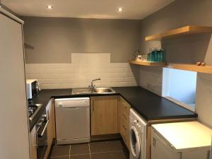 a small kitchen with a sink and a dishwasher at Adam And Eve Street Apartment in Cambridge