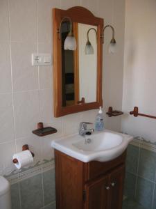 uma casa de banho com um lavatório e um espelho em Casa Rural Arturo I em Sahagún