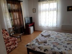 una camera con letto, divano e TV di Guest House Popov a Marchevo