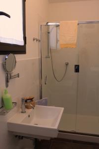 bagno con lavandino e doccia di Agriturismo Le Guazze Bone a Vetulonia