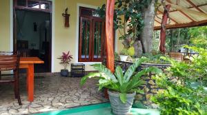 a porch of a house with a potted plant at Happy Horizon Home Stay in Ella