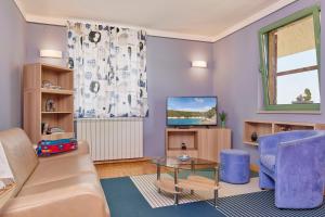salon z kanapą i telewizorem w obiekcie Villa Giardina Apartments w mieście Vinkuran