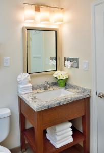 聖地牙哥的住宿－老城旅館，一间带水槽和镜子的浴室